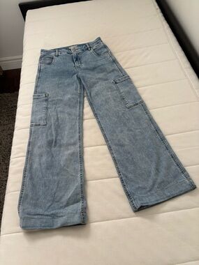 Kut from the Kloth Jodi Light Blue Wide-Leg Cargo Jeans